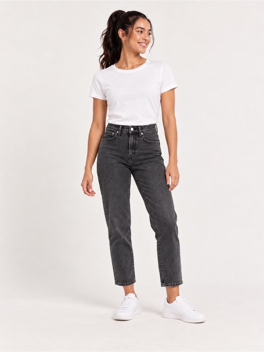 Madewell Classic Straight Jeans Washed Black High Rise Size 26
